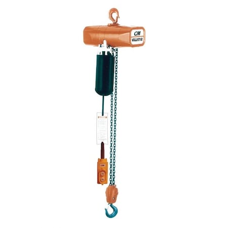 Cm Valustar Electric Chain Hoist, Double Reeving, Series, Model Wr, 2 Ton, 10 Ft Lifting Height, 8 2409/94